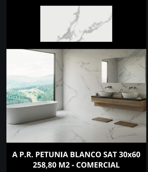 Baldosa Petunia Blanco Satinado 30x60