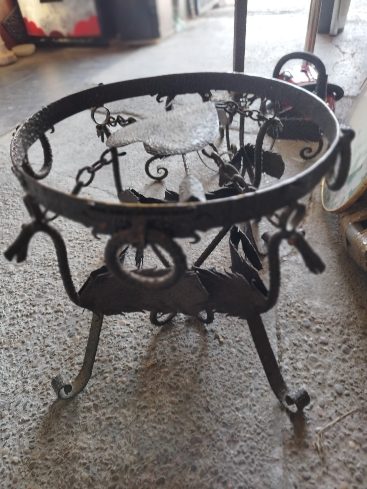 Lote de lampara y mesa de forja